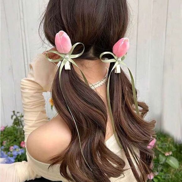 Pink Floral Hair Accessories K14 - Picture 1 of 4
